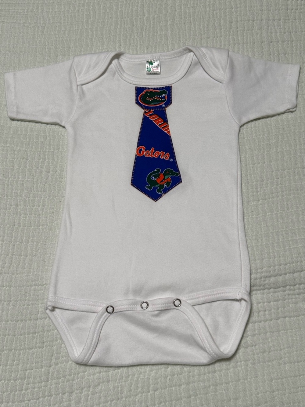 Florida Gators White Baby Onesie with Tie Patch